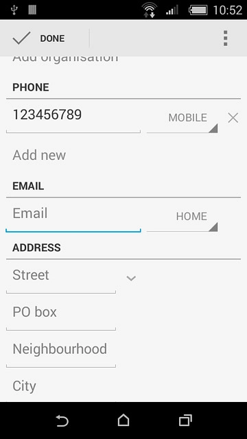 Press Email and key in the required email address.