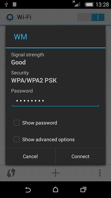 Follow the instructions on the display to select security settings, if required.Press Connect.