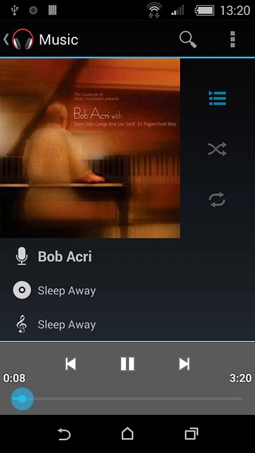 Press the shuffle icon to turn the function on or off.