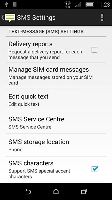 Press SMS Service Centre.