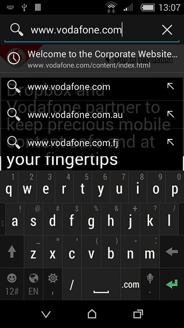 Key in the address of the required web page and press enter.