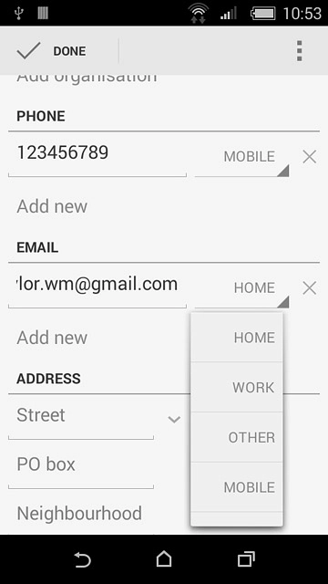 Press the required email type.