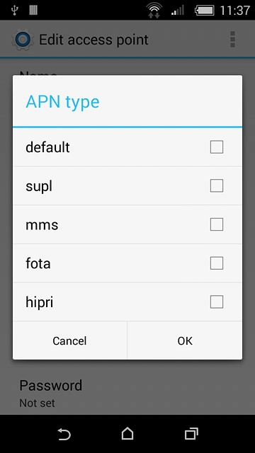 Press the field next to 