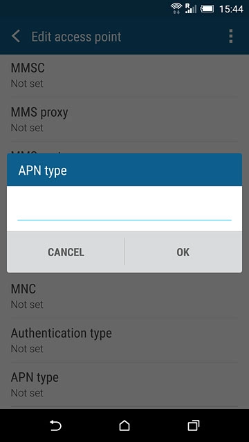 Key in default and press OK.