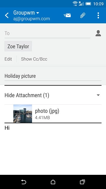 Press the send icon when you've finished your email message.