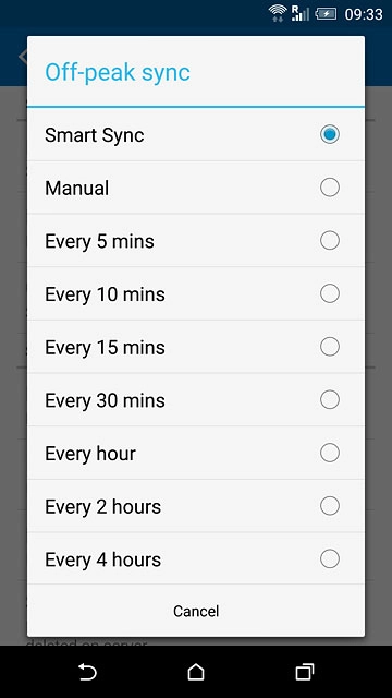Press Smart Sync, Manual or the required interval.
