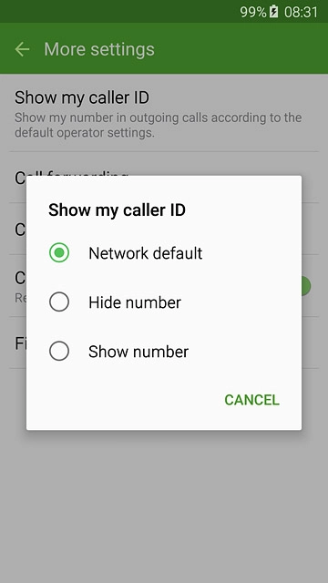 Press Hide number or Show number.