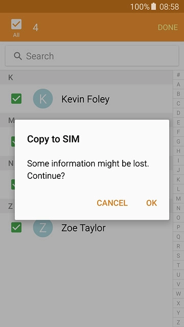 Press OK to confirm.
