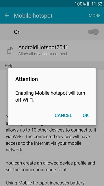 If Wi-Fi is turned on:Press OK to confirm.