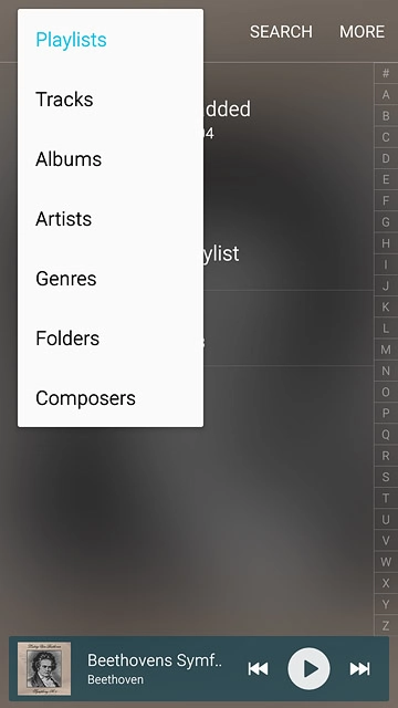 Press the required category.Go to the required audio file or playlist.
