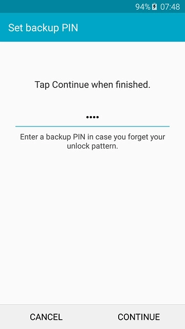 Key in a four-digit PIN and press CONTINUE.