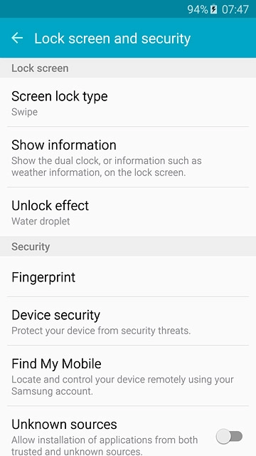 Press Screen lock type.