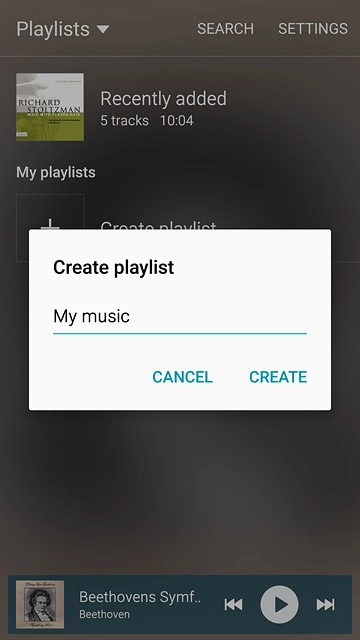 Key in a name for the playlist and press CREATE.