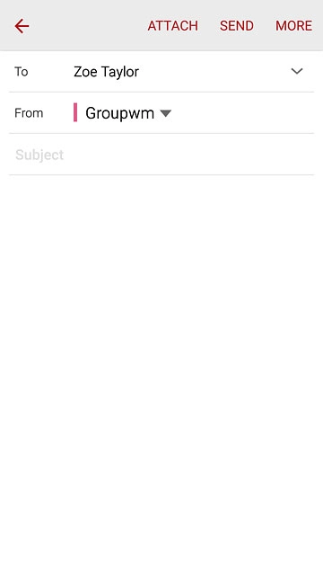 Press Subject and key in a subject for the email message.