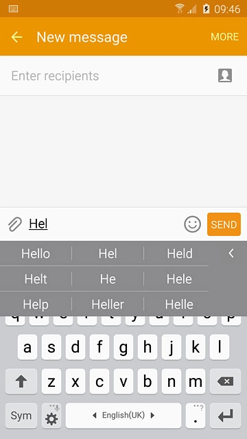 Press the required word to insert it.