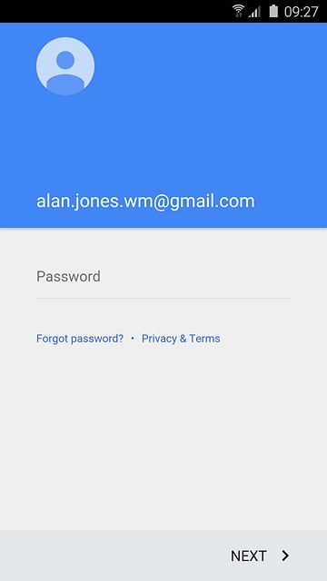 Press Password and key in the password for your Google account.