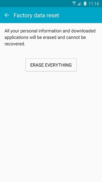 Press ERASE EVERYTHING.Wait a moment while the factory default settings are restored.Follow the instructions on the display to set up your phone and prepare it for use.