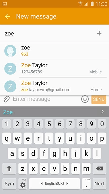 Key in the first letters of the required contact.Matching contacts are displayed.Press the required contact.
