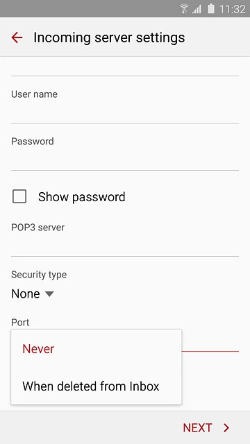 Press Never or When deleted from Inbox.