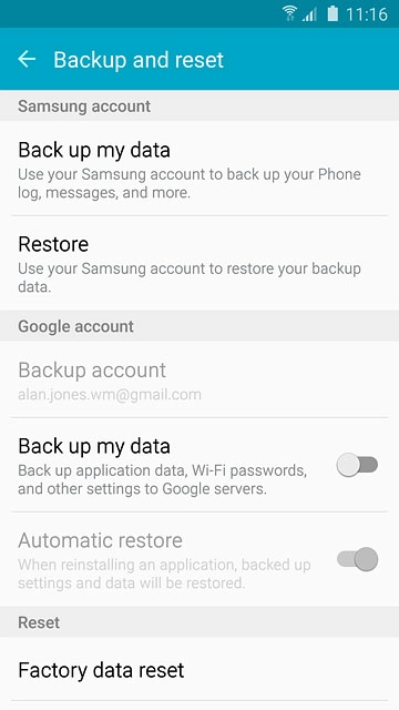 Press Factory data reset.