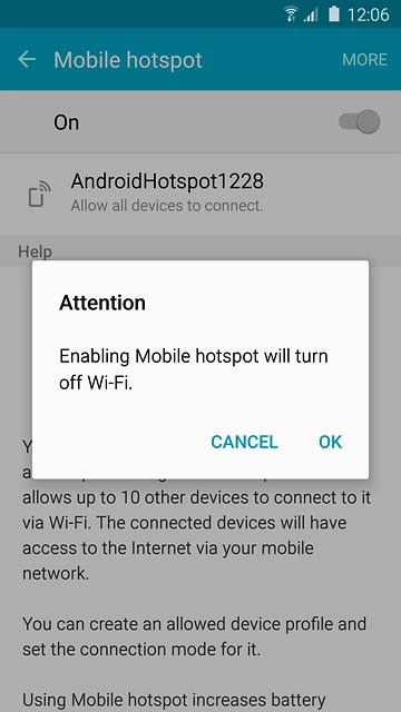 If Wi-Fi is turned on:Press OK to confirm.