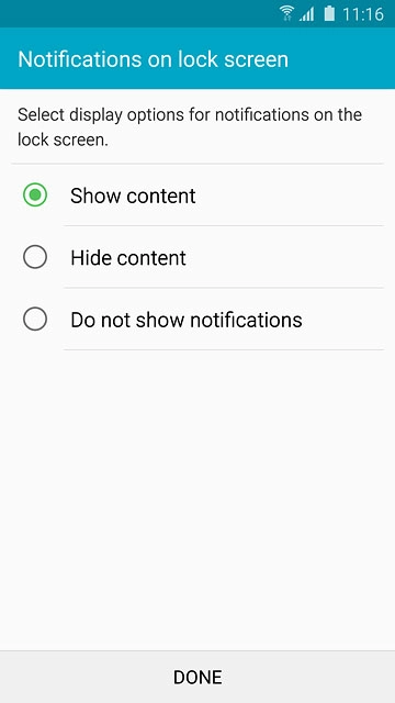 Press the required setting.