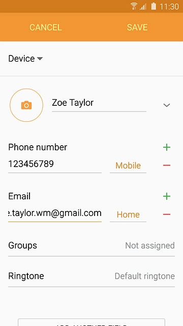 Press the field next to the email address.