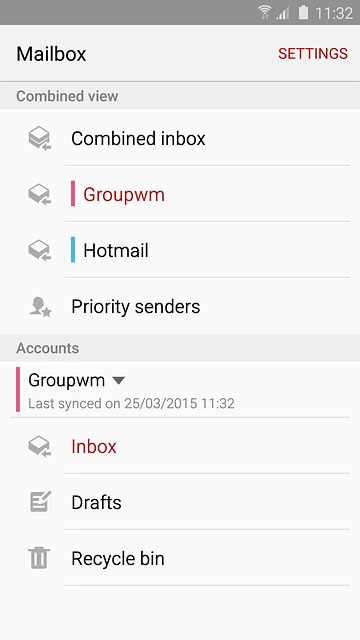 Press the required email account.