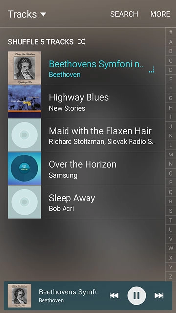 Press the song title at the bottom the display.