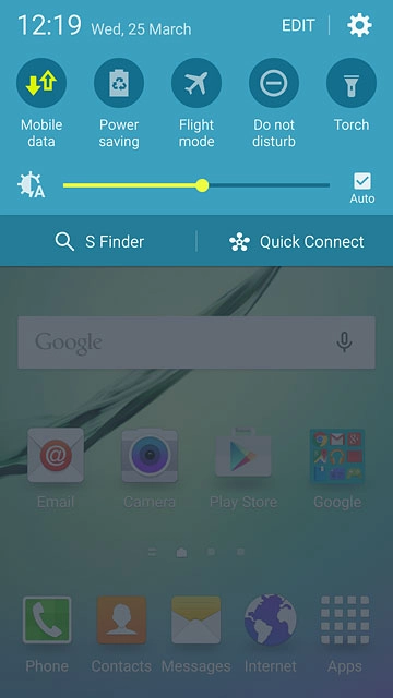 Slide your finger down the display starting from the top edge of your phone.Press the mobile data icon to turn the function on or off.
