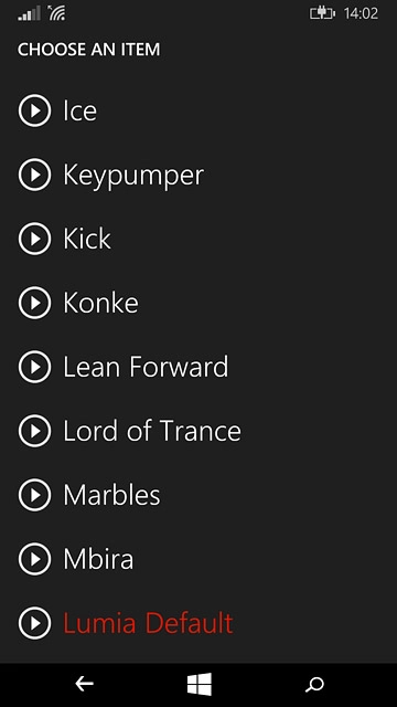 Once you've found a ring tone you like, press the required ring tone.