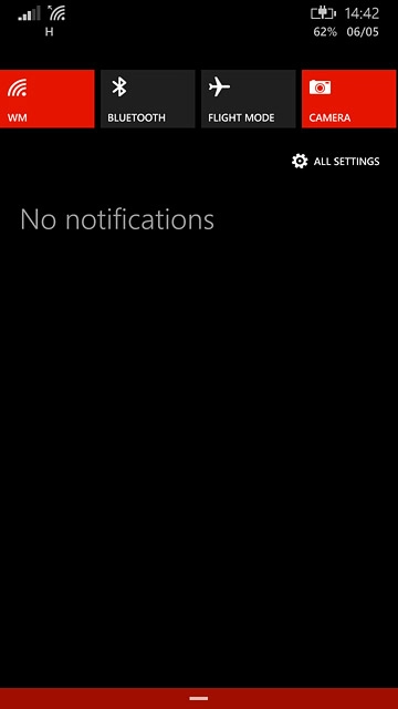 Slide your finger down the display starting from the top edge of your phone.Press ALL SETTINGS.