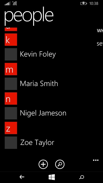 Press the required contact.The contact details are displayed.
