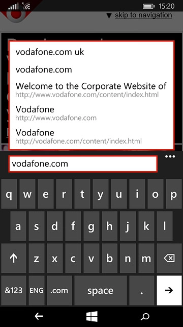 Key in the address of the required web page and press arrow right.