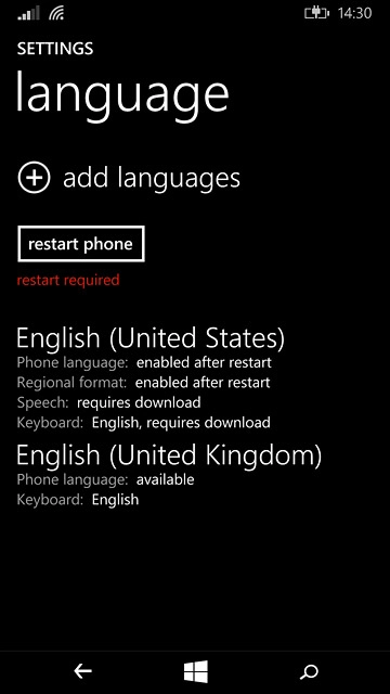 Press restart phone.Wait a moment while your phone is restarted.