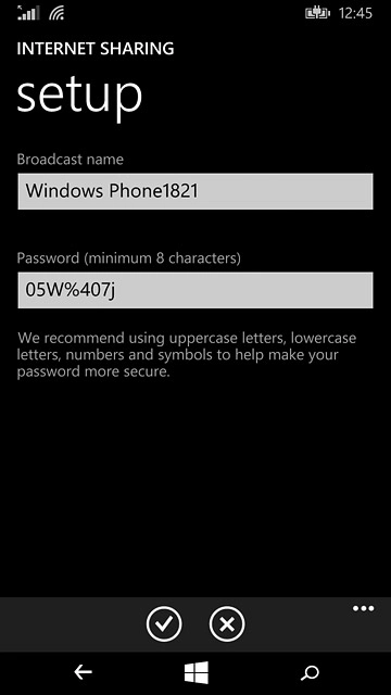 Press the confirm icon.