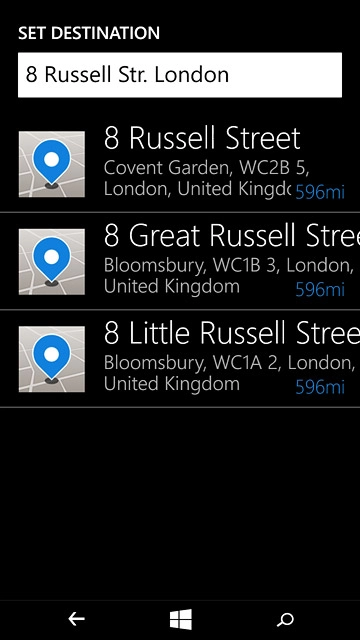 Press the required destination.