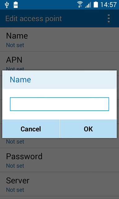 Key in Vodafone Internet and press OK.