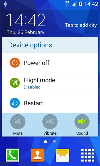 Press Flight mode to turn the function on or off.