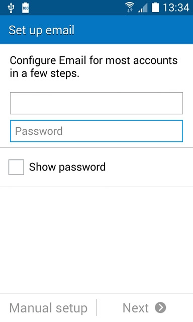 Press Password and key in the password for your email account.