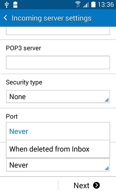 Press Never or When deleted from Inbox.