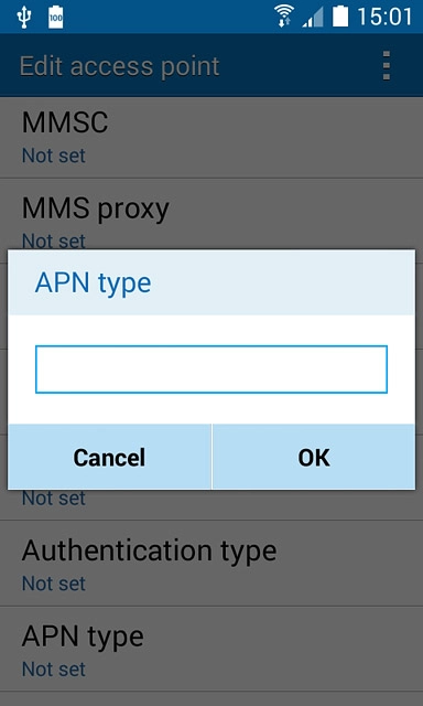 Key in default and press OK.