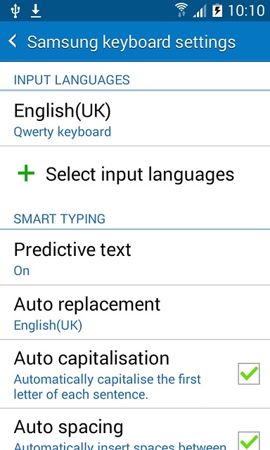Press Predictive text.
