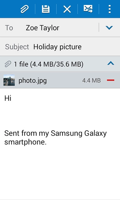 Press the send icon when you've finished your email message.