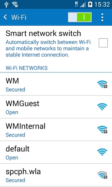 A list of Wi-Fi networks within range is displayed.Press the required Wi-Fi network.
