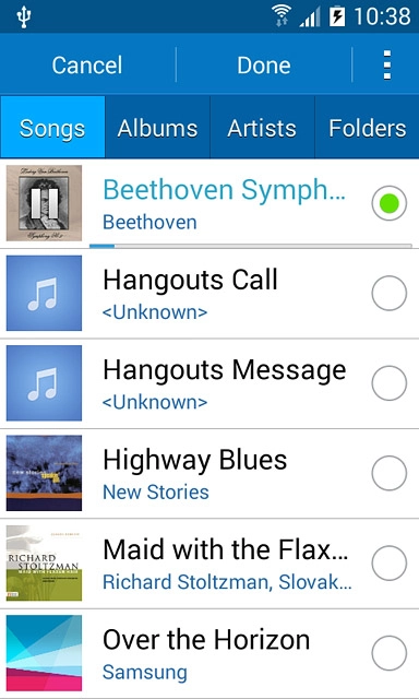 Once you've found a ring tone you like, press Done.