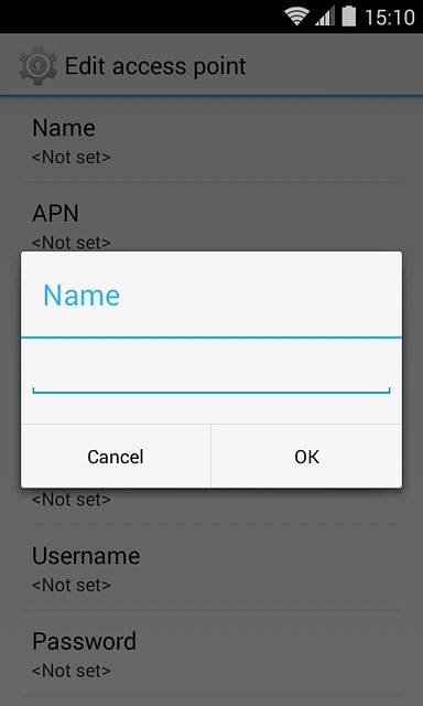 Key in Vodafone Internet and press OK.