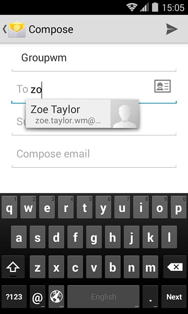 Key in the first letters of the required contact.Matching contacts are displayed.Press the required contact.Repeat the procedure to add more recipients.