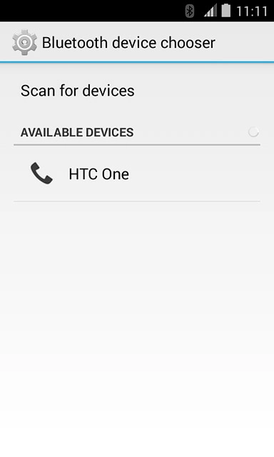 Your phone now searches for devices and after a moment, a list of Bluetooth devices within range is displayed.Press the required Bluetooth device.The file is sent.