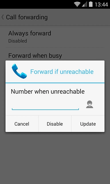 Press Disable.Repeat until all diverts have been cancelled.